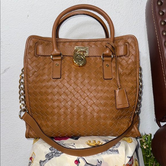 MICHAEL Michael Kors Tan Woven Satchel - Picture 1 of 9